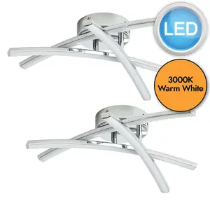 First Choice Lighting Set of 2 Yardley LED Chrome Opal Flush Ceiling Lights