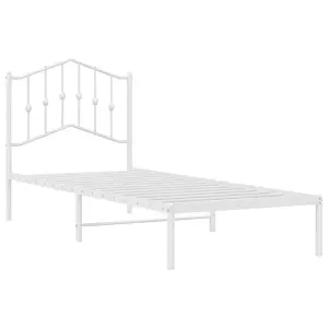 Berkfield Metal Bed Frame with Headboard White 80x200 cm