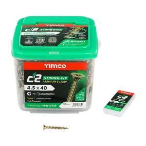 Timco - C2 Strong-Fix Multi-Purpose Premium Screws - PZ - Double Countersunk - Yellow (Size 4.5 x 40 - 1000 Pieces)