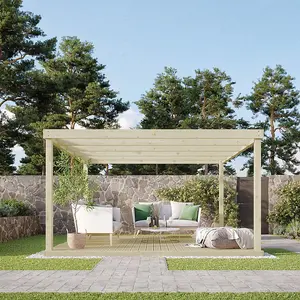 Box Pergola and Decking Kit - Wood - L300 x W300 cm - Light Green