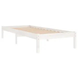 Berkfield Bed Frame White Solid Wood 90x190 cm Single