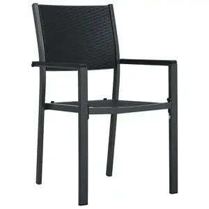 Berkfield Garden Chairs 4 pcs Black Plastic Rattan Look