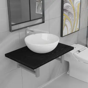 Berkfield Two Piece Bathroom Furniture Set Ceramic Black