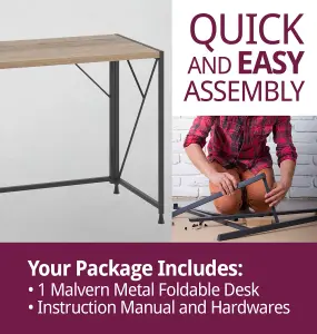 Hallowood Furniture Malvern Metal Foldable Desk