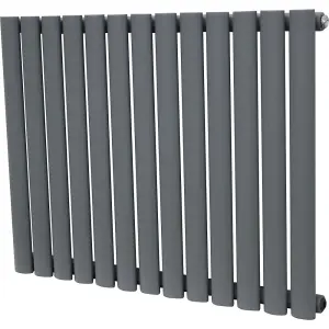 Right Radiators 600x767mm Horizontal Single Oval Column Designer Radiator Anthracite