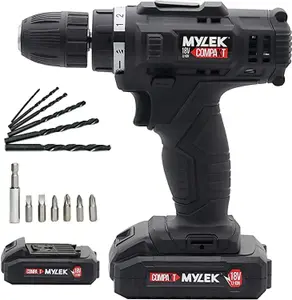 Mylek 18V Cordless Li-ion Drill And 13 Piece Accessory Set With Spare Battery