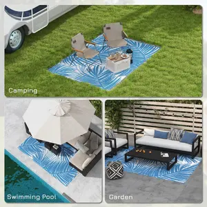 Outsunny Reversible Waterproof Outdoor Rug W/ Carry Bag, 182 x 274cm, Blue