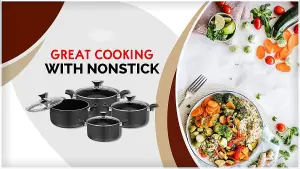 New 20cm Non Stick Saucepan With Glass Lid Cooking Kitchen Double Handle Cook