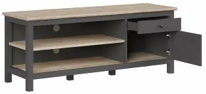 TV Cabinet Media Entertainment Drawer Unit Country Grey Oak Effect Shaker Bocage