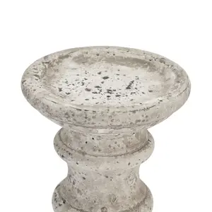 Hill Interiors Ceramic Column Candle Holder Stone (45cm x 16cm x 16cm)