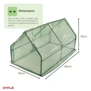 Oypla Steeple Growhouse Garden Plant Greenhouse with Plastic Mesh Cover - 180x90x90cm