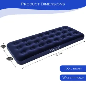 Single Flocked Camping Airbed Inflatable Mattress Blow Up Air Bed