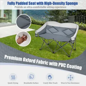 Costway Oversized Couch Outdoor Double Camping Chair Folding Loveseat Chair