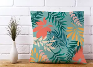 Abstract Bright Colorful Tropical Leaves Cushions 45cm x 45cm