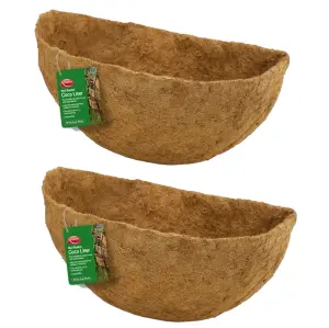 2 x Natural Coco Wall Basket Liner Pre-moulded for a 14 Inch Wall Basket