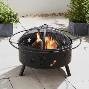 Astral 2-in-1 Fire Pit with BBQ with Spark Guard & Poker