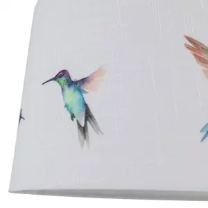 First Choice Lighting Hummingbird Bird Print Linen Easy Fit 28cm Pendant or Table Lamp Shade