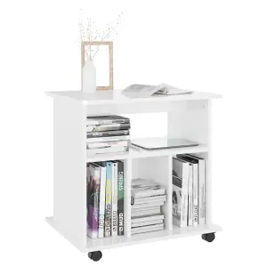 Berkfield Rolling Cabinet High Gloss White 60x45x60 cm Engineered Wood