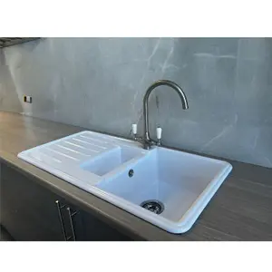 Liquida ELGS15WH 1.5 Bowl Comite Reversible Inset Gloss White Kitchen Sink