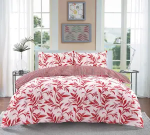 Luxury Ellie Leaf Printed Floral Reversible Floral Printed Easy Care Duvet Cover Set