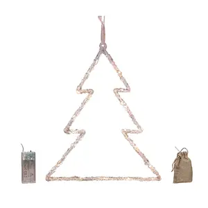 40cm Battery Powered Light up Ice Christmas Tree Hanging Decoration with Warm White LEDs