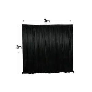 3x3 Metres Ice Silk Backdrop Photography Curtains, Black