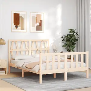 Berkfield Bed Frame with Headboard Small Double Solid Wood