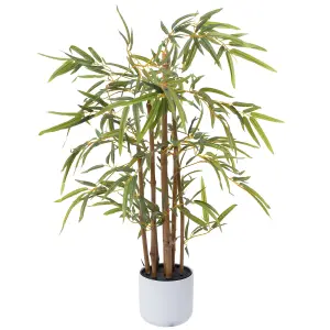 Large 90cm Lifelike Artificial Bamboo Plant - Indoor Houseplant with Realistic Faux Foliage - Perfect for Home and Office Décor