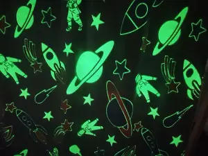 Glow in the Dark Space Kids Design Fleece Blanket 100 x 150cm