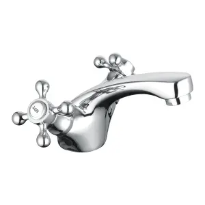 Nes Home Stratford Traditional Basin Cross Head Chrome Mono Mixer Tap + Basin Waste