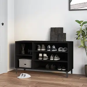 Berkfield Shoe Cabinet Black 102x36x60 cm Engineered Wood