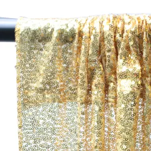 4ft x 7ft Sequin Backdrop Photography Background Shiny Fabric Glitter Curtain Backdrop, Gold