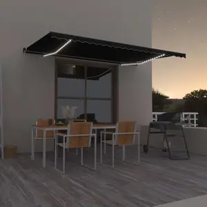 Berkfield Manual Retractable Awning with LED 500x350 cm Anthracite