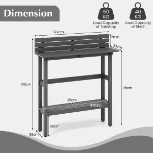 Costway Outdoor Bar Table 122cm Patio Pub Height Table Narrow Dining Table All-Weather