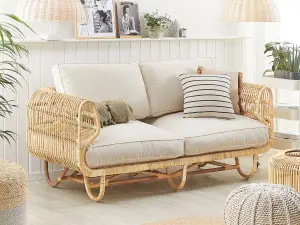 Garden Sofa DOLCEDO Rattan Beige 2 Seater