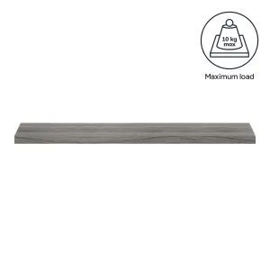 GoodHome Cusko Grey oak effect Rectangular Floating shelf (L)118cm x (D)23.5cm