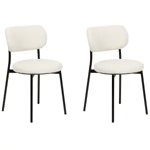 Set of 2 Dining Chairs CASEY Boucle Off-White