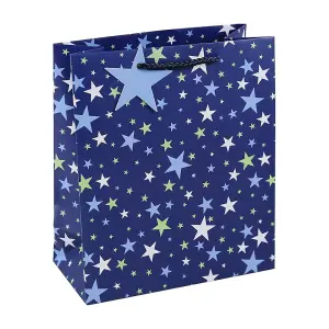 Eurowrap Stars Gift Bag (Pack of 12) Blue (L)