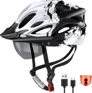 New Ramokey Men's Bike Helmet For Men And Women, Weight Cycle Helmet With Led Magnetic Goggle Sun Visor, Mountain & Road Bicycle Helmets For Adult Lig