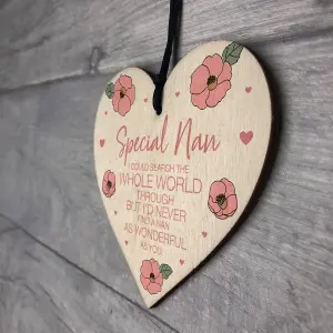 Nan Gift Wooden Hanging Heart For Birthday Mothers Day Gift For Her Keepsake