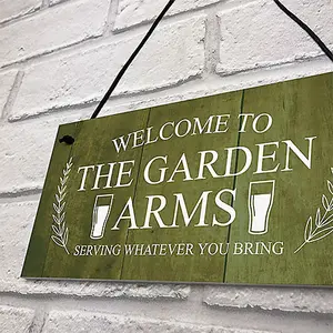 Red Ocean Funny Bar Sign For Garden THE GARDEN ARMS Pub Bar Wall Decor Garden Signs And Plaques