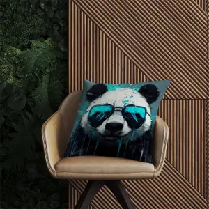 Panda With Blue Glasses Splashart Outdoor Cushion 60cm x 60cm