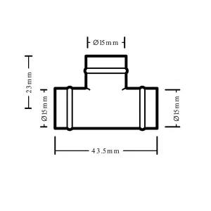 Plumbsure Copper Solder ring Equal Tee (Dia) 15mm x 15mm x 15mm