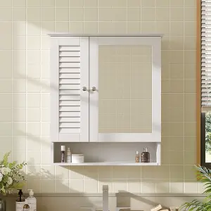 2-door White Shutter Wall Mounted Mirrored Bathroom Cabinet W 600 x D 150 x H 680 mm