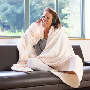 Snug-Rug Premium Blanket Luxury Sherpa Fleece Sofa TV Throw Large Blankets 150x200cm - Champagne