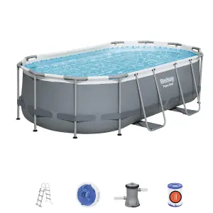 Bestway Power Steel™ Oval 14ft x 8ft 2in x 39.5in Pool (7,250L) with Flowclear™ Filter Pump