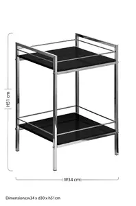 Interiors by Premier 2 Tier Black High Gloss Shelf Unit, Modern Black Shelving Unit, Open Design Small Shelving Unit, Storage Unit