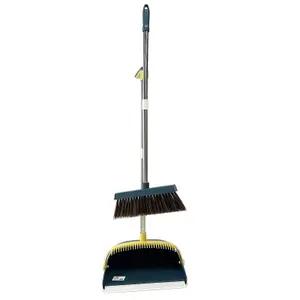 Strong Long Handled Dustpan and Brush Set Soft Bristles Broom Lobby Dust Pan