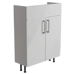 Ennis Slim Slimline Gloss Light grey Double Freestanding Bathroom Vanity unit (H) 820mm (W) 595mm