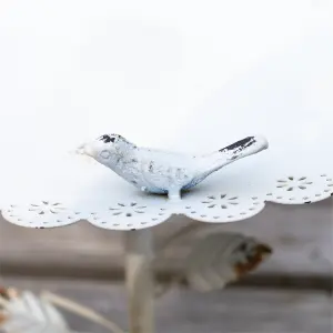 Outdoor Garden Free Standing Weatherproof Pedestal White Metal Bird Bath